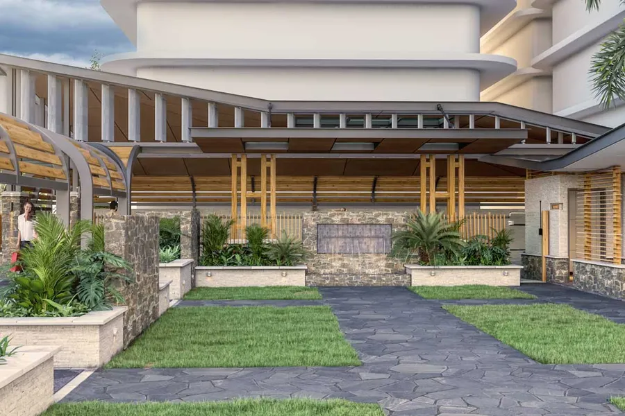 Upgraded amenities with a courtyard for socializing and relaxation.