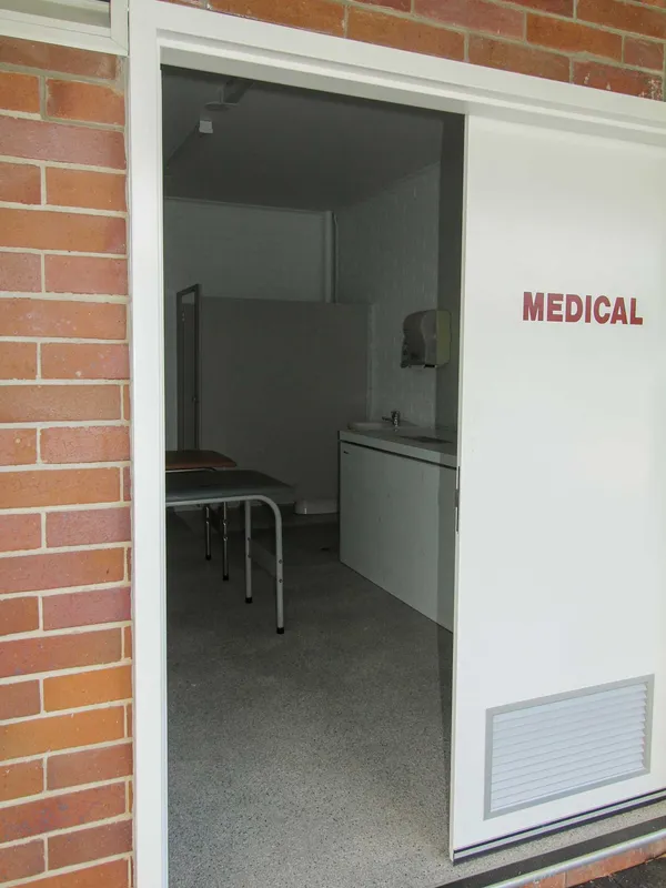 Newly refurbished medical treatment room with external entrance at Burleigh Bears Rugby League Club