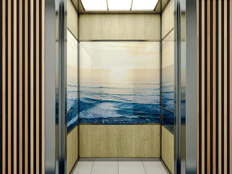 Elevator upgrade inspired by the ocean at La Pacifique Apartments