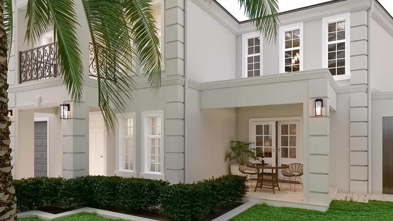 French Provincial Renovation - Refined foyer with transitional ceiling heights creating a sense of arrival