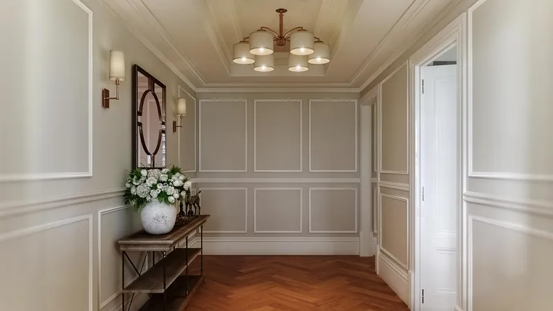 French Provincial Renovation - Open-concept living area with views to the waterfront and pool terrace