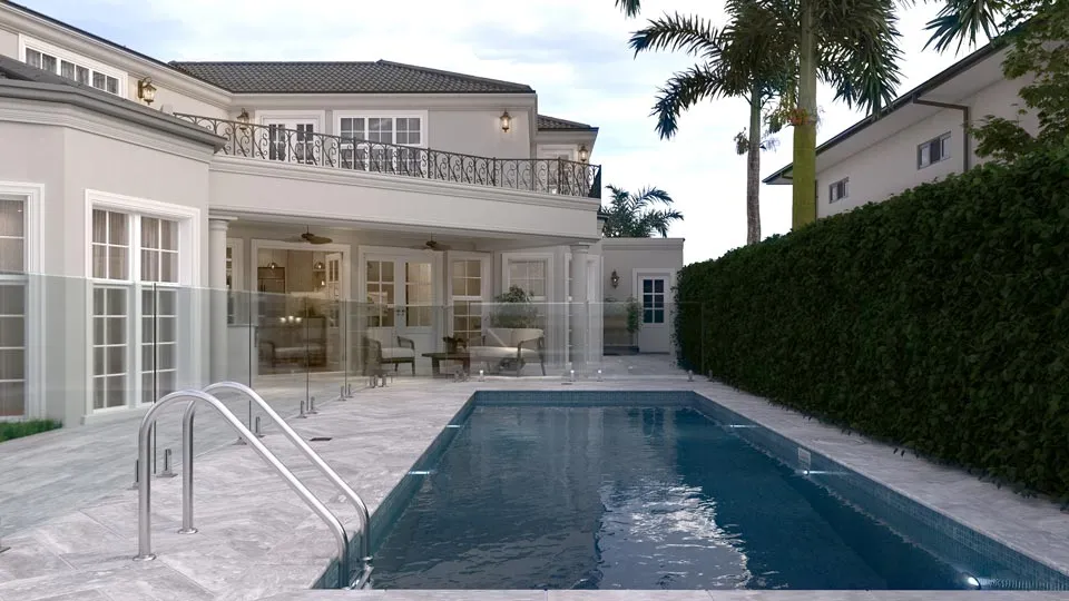 Luxury waterfront home renovation with a blend of traditional and modern elements