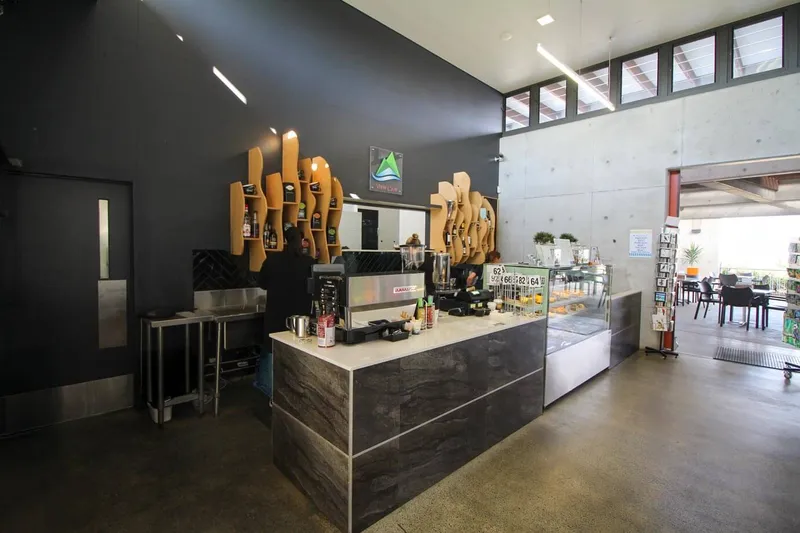 View Cafe servery area detail showing timber and tile finishes