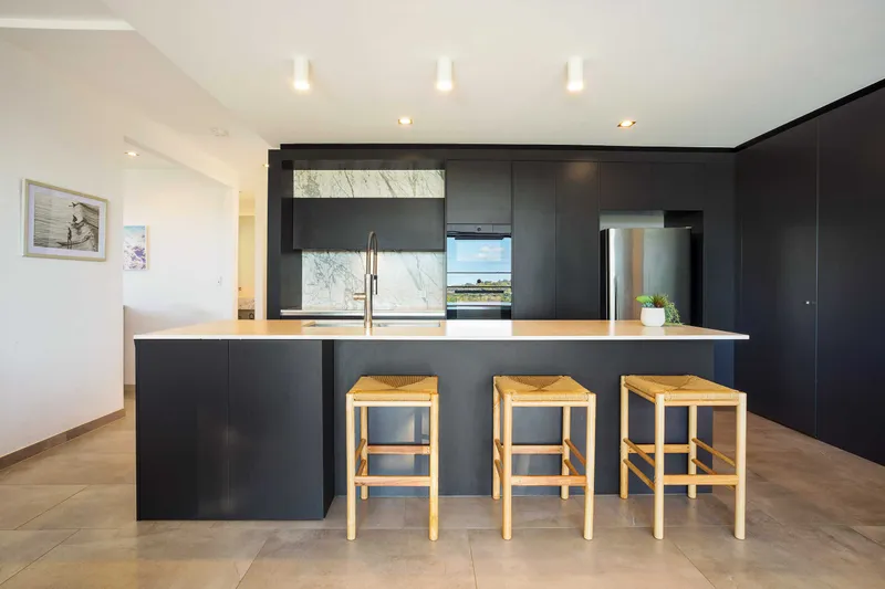 Modern bathroom featuring natural light and minimalist design