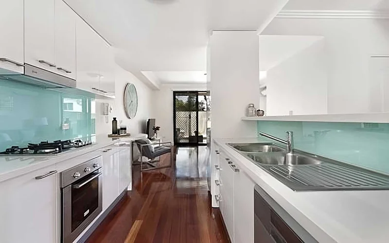 Example of a galley kitchen designed for Gold Coast renovations with two parallel counters.