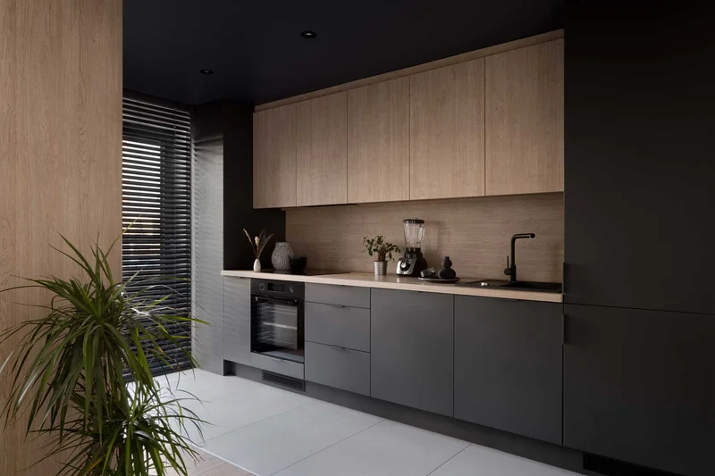Example of a compact, linear one-wall kitchen layout designed for Gold Coast apartments.