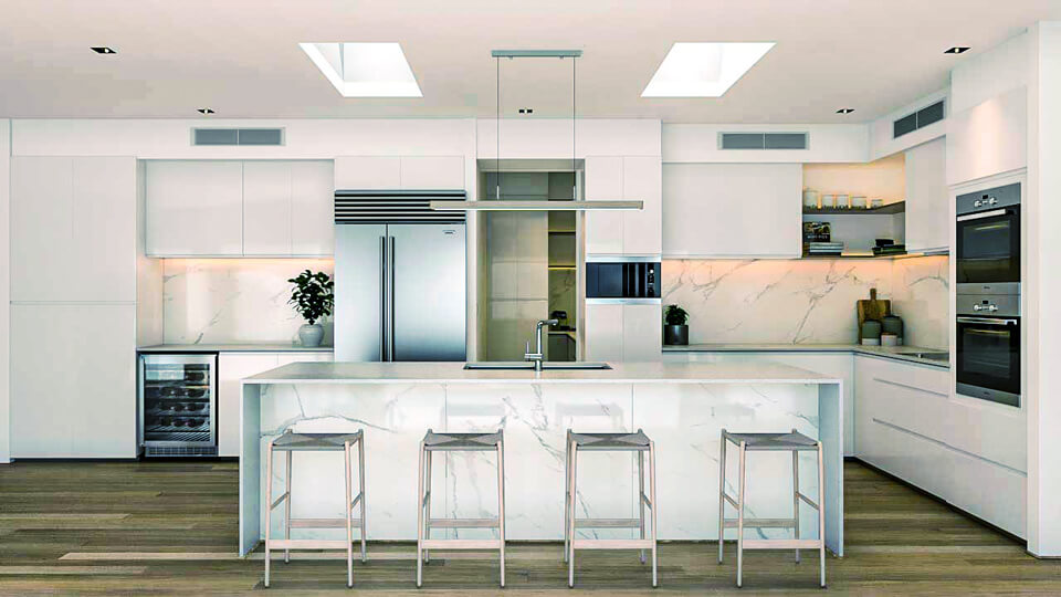 Modern Gold Coast kitchen layout designed by professional architects for optimal workflow and aesthetics.