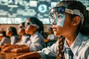 Modern AI-integrated learning environment in a Gold Coast Queensland school showing adaptive technology supporting personalized education.
