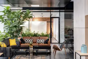 Biophilic design by Gold Coast architects featuring a living green wall in a modern Queensland building.