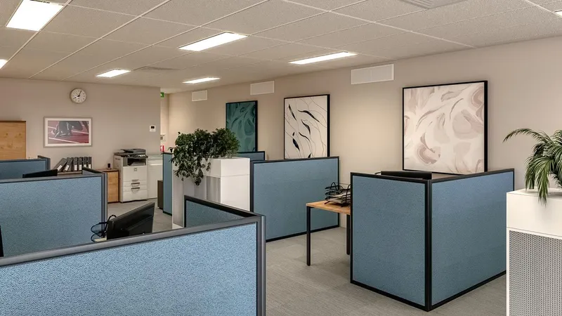 GCPC Admin Office - Staff breakout area kitchenette with timber look joinery
